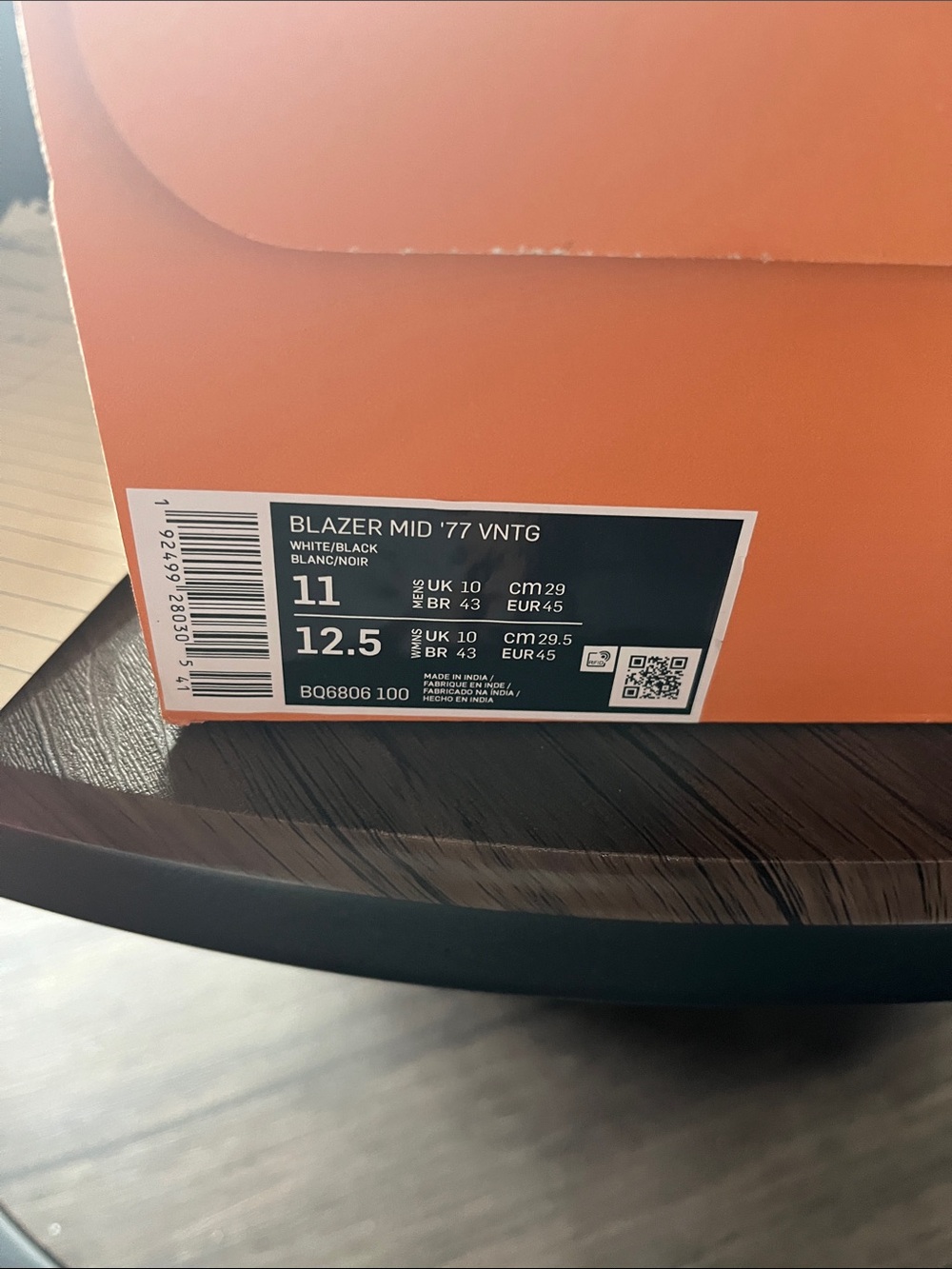 Nike Orange Shoe Box with White/Black Label